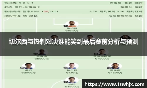 切尔西与热刺对决谁能笑到最后赛前分析与预测